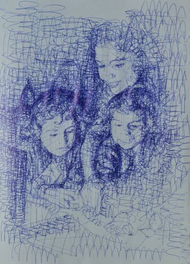 Original Figurative Family Drawings by Marco Ortolan