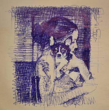 Print of Dogs Drawings by Marco Ortolan