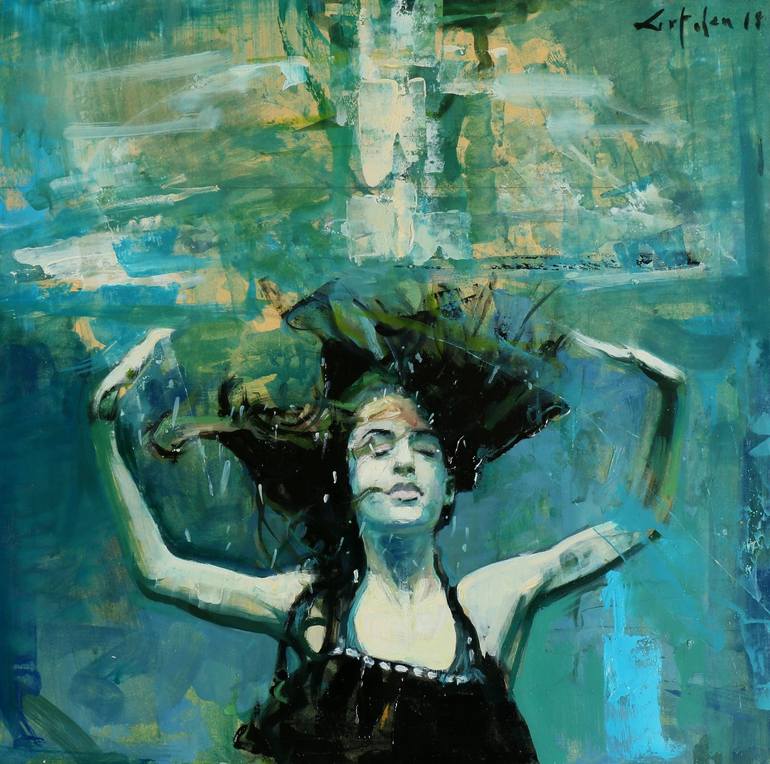 Dancing Underwater Painting by Marco Ortolan | Saatchi Art