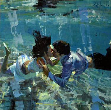 Print of Figurative Love Paintings by Marco Ortolan