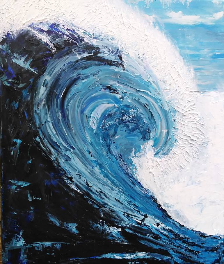 Original Blue Wave Painting - Free Spirit Painting by Jacqueline Rose ...