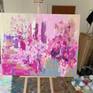 Raspberry wine Painting, real photo at artist studio