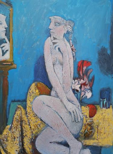 FIGURA IN ROSSO - oil on canvas by Lino Dinetto thumb