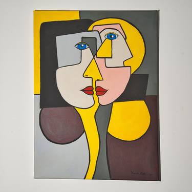 Print of Cubism Abstract Paintings by houda el guedmioui