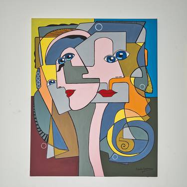 Print of Cubism Abstract Paintings by houda el guedmioui