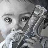 Kid with a gun (Sold) by Bernard Dumaine