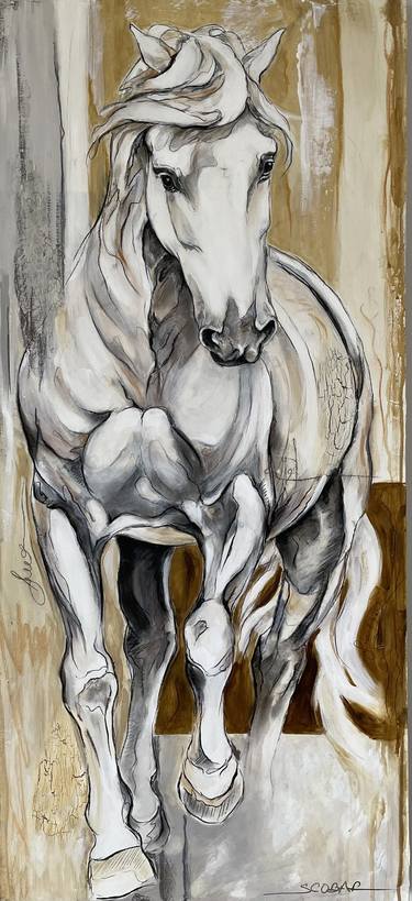 Original Figurative Horse Paintings by Maria Scobar