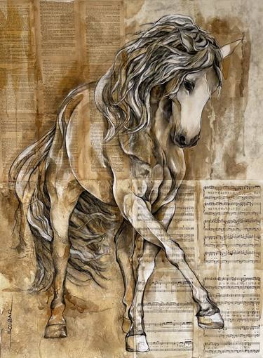 Original Figurative Horse Paintings by Maria Scobar