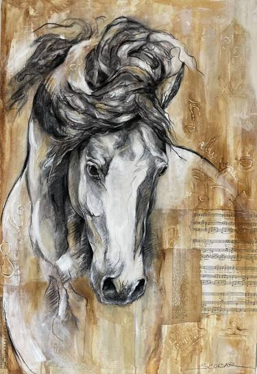 Original Figurative Horse Painting by Maria Scobar