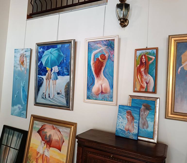 Original Art Nouveau Nude Painting by Isabel Mahe