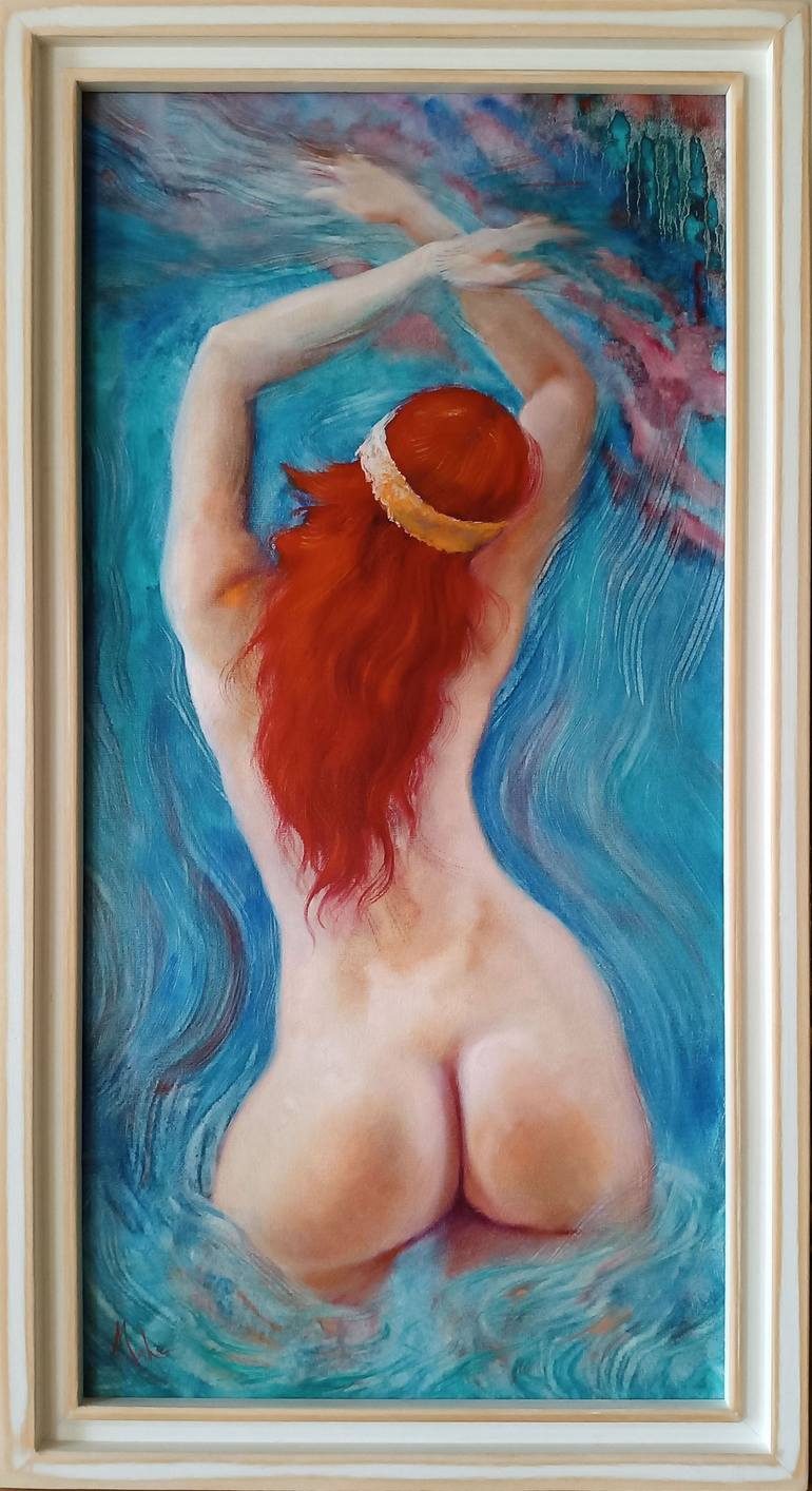 Original Art Nouveau Nude Painting by Isabel Mahe