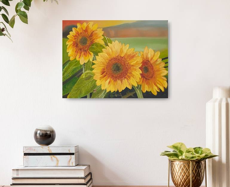 Original Minimalism Floral Painting by Botagoz Azhibayeva