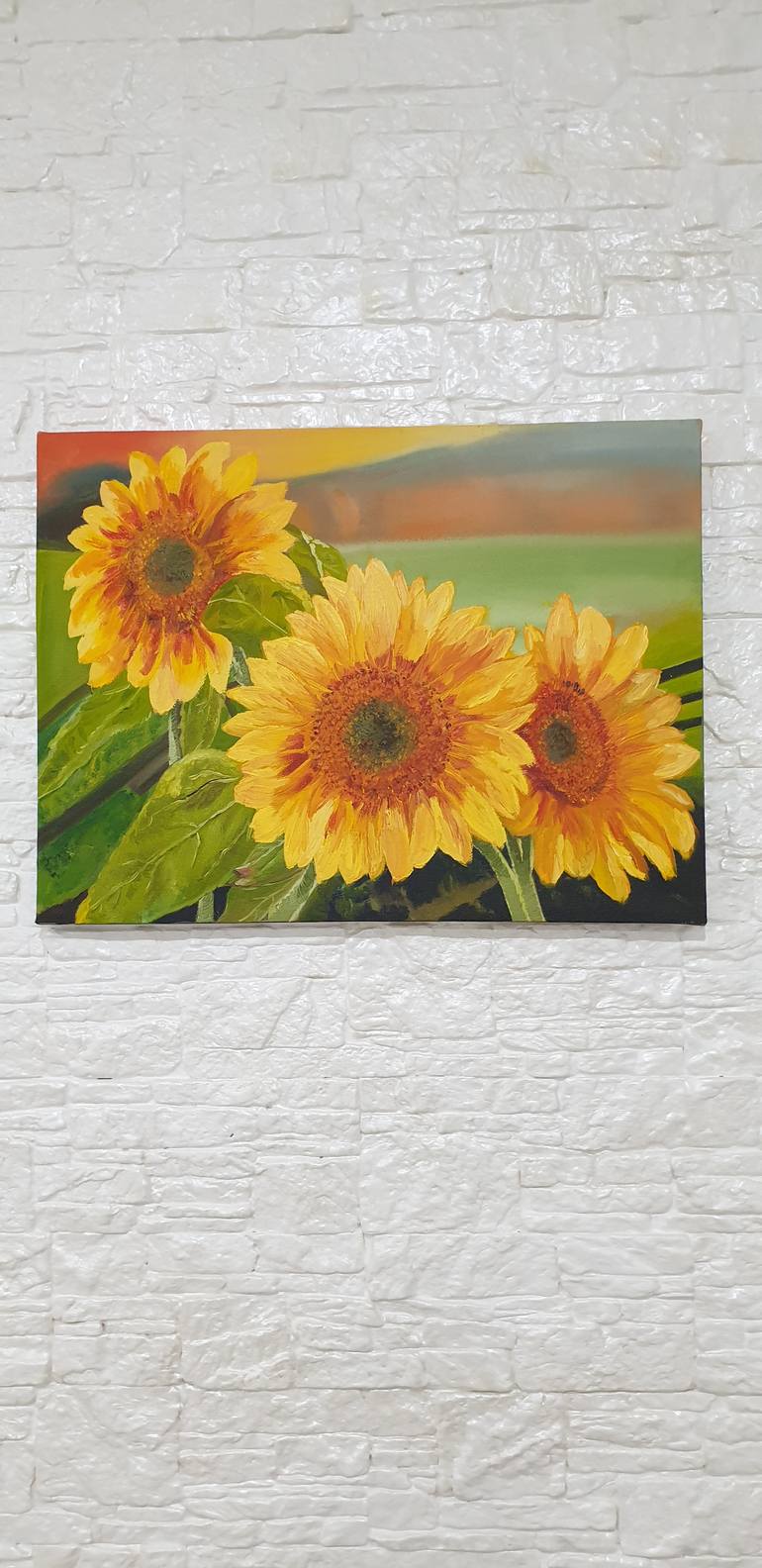 Original Minimalism Floral Painting by Botagoz Azhibayeva