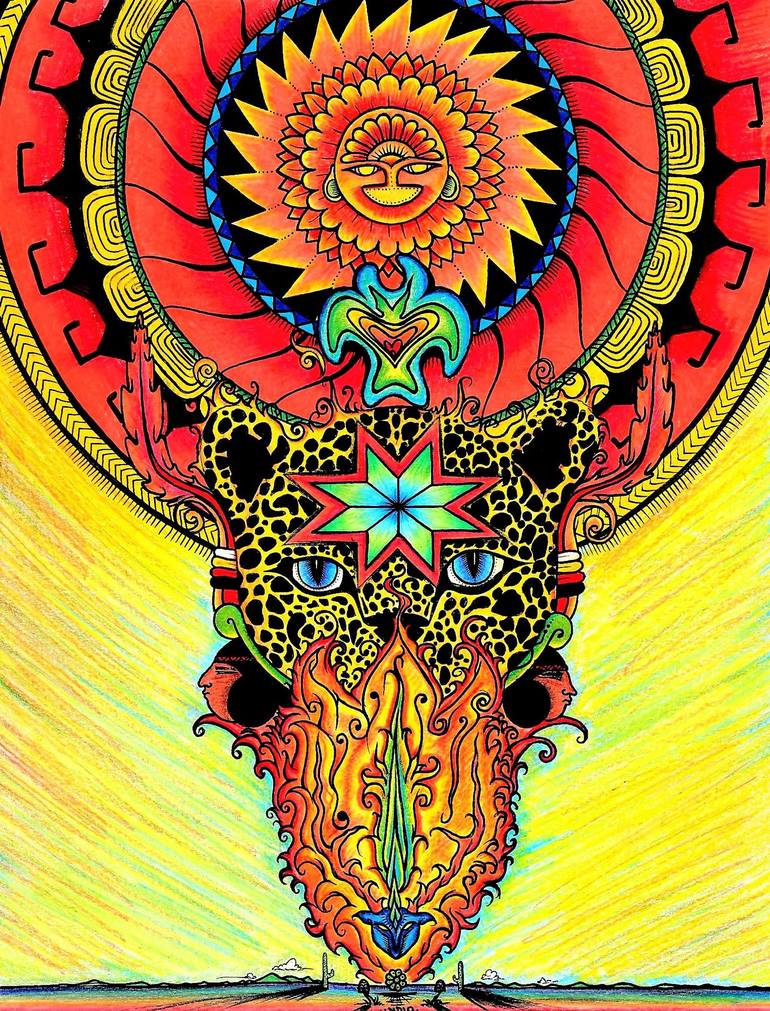 Peyote Sun Drawing by Andres Indio Saatchi Art