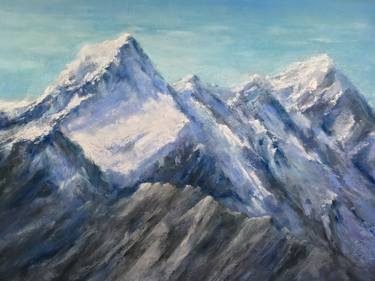 Mountains Pastel painting,climb,blue,calm,home decor,gift,Drawing thumb