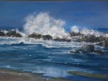 Sea. Waves,Pastel painting,nature,beach,original,Drawing,gift thumb