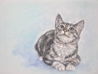 Cute kitten Pastel painting Pets Animals Home decor thumb
