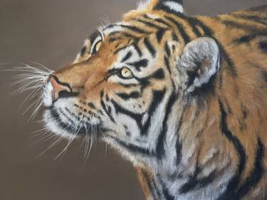 Tiger portrait Wild cats Pastel painting Animals Home decor thumb