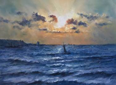 Sea sunset Pastel painting thumb