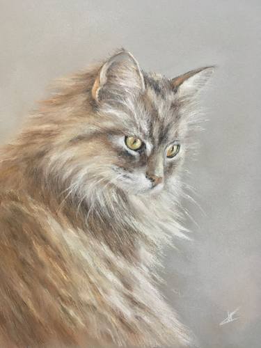 Cat portrait Pastel painting thumb