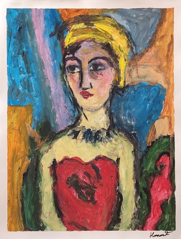 Original Expressionism Women Painting by Frédéric Haman