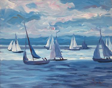 Original Impressionism Sailboat Paintings by Atelier BDGB