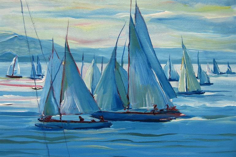 Original Fine Art Sailboat Painting by Atelier BDGB