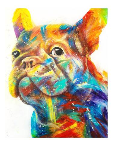 Original Abstract Expressionism Dogs Paintings by Stephanie Leyden