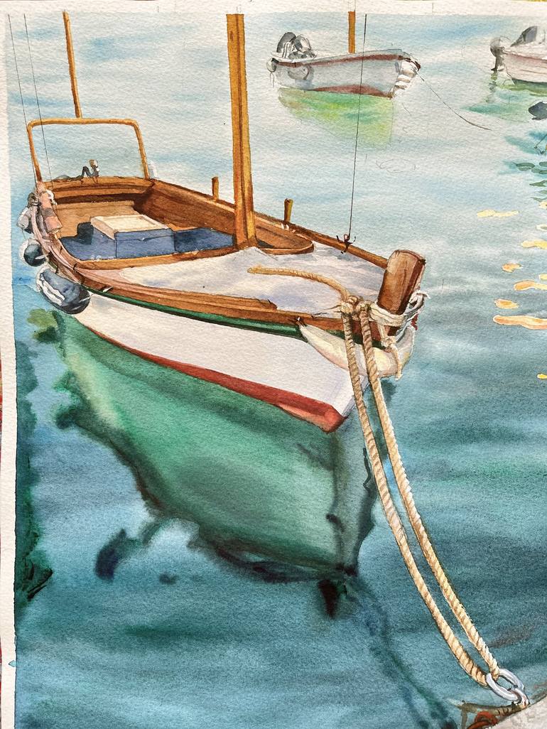 Original Realism Boat Painting by Yana Salnikova