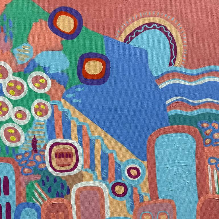 Original Abstract Expressionism Cities Mixed Media by Helen Joy Newman