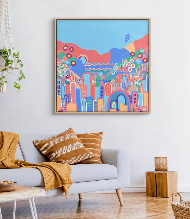 Original Abstract Expressionism Cities Mixed Media by Helen Joy Newman