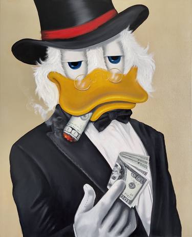 Scrooge with a cigar - dollars thumb