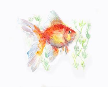 Gold fish watercolour hand painted thumb