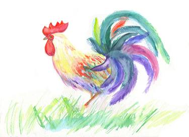 Rooster Original Watercolor thumb