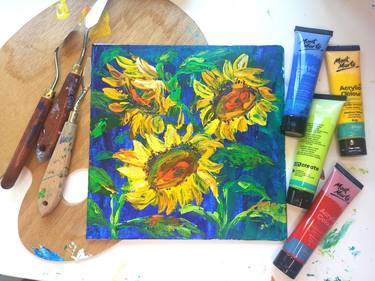 Sunflowers impasto painting thumb