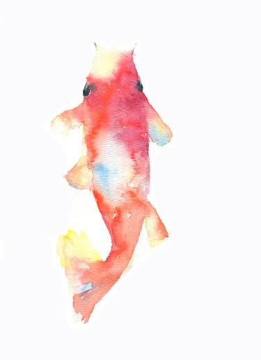 Koi watercolor, Japanese carps, Asian artwork, Fishes in pond