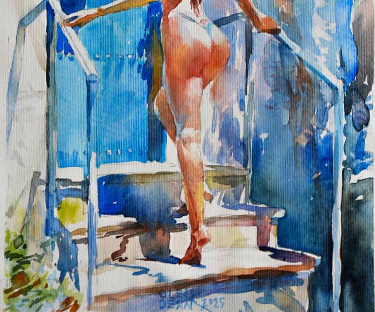 Original Contemporary Nude Painting by Oleksandr Desiatnychuk