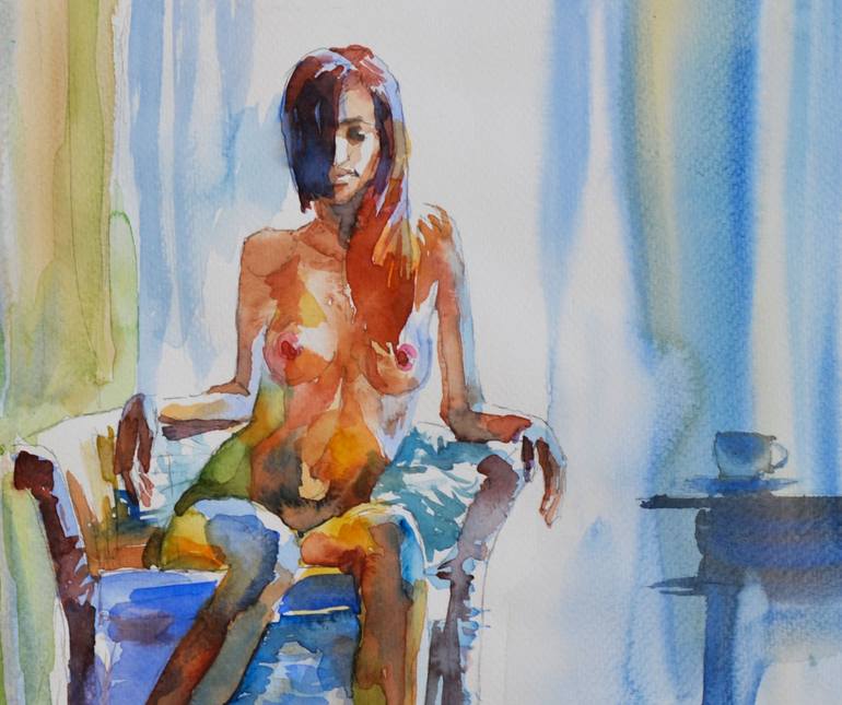 Original Impressionism Nude Painting by Oleksandr Desiatnychuk