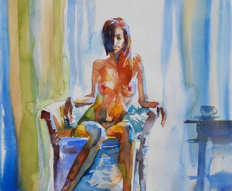 Original Impressionism Nude Painting by Oleksandr Desiatnychuk