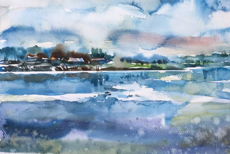 Original Illustration Landscape Painting by Oleksandr Desiatnychuk