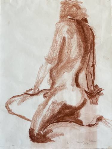 study of nude male, conte crayon on paper thumb