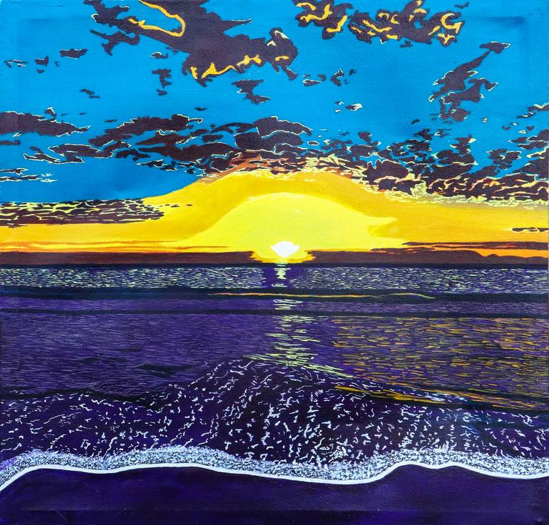 Original Landscape Painting by Shama Zulfiqar | Modernism Art on Canvas | Whispers of the Sunset