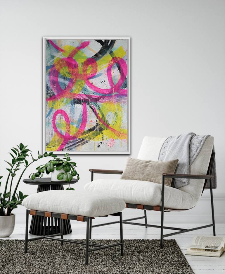 Original Street Art Abstract Mixed Media by Saja Davidsdottir