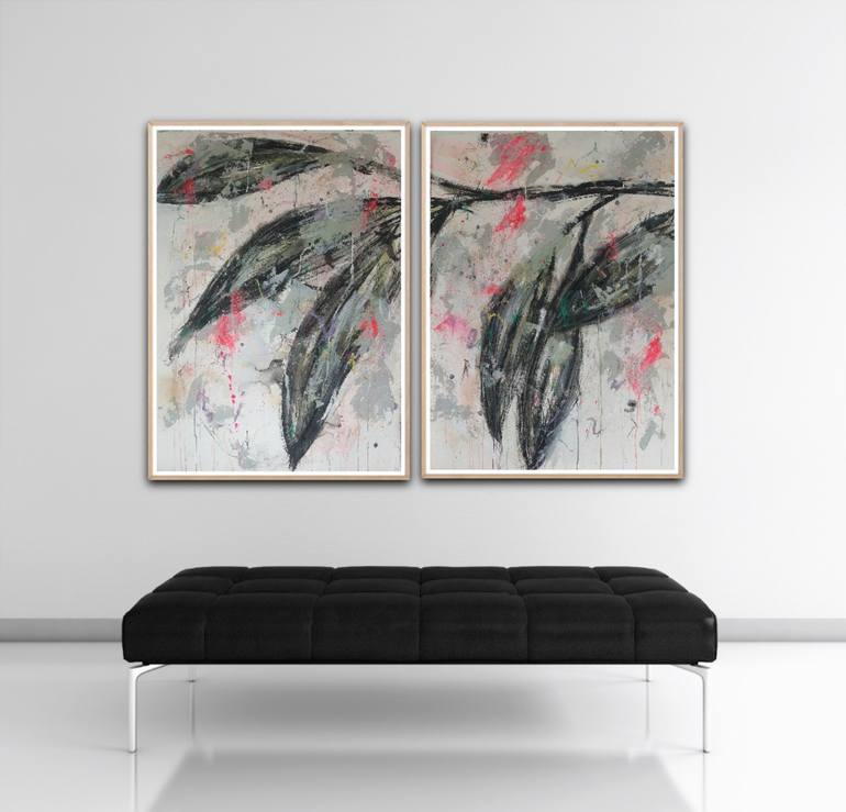 Original Abstract Expressionism Botanic Painting by Saja Davidsdottir