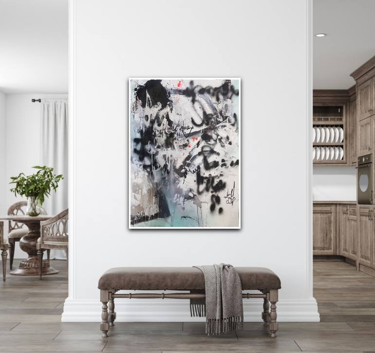 Original Abstract Typography Painting by Saja Davidsdottir