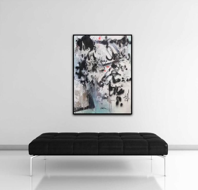 Original Abstract Typography Painting by Saja Davidsdottir
