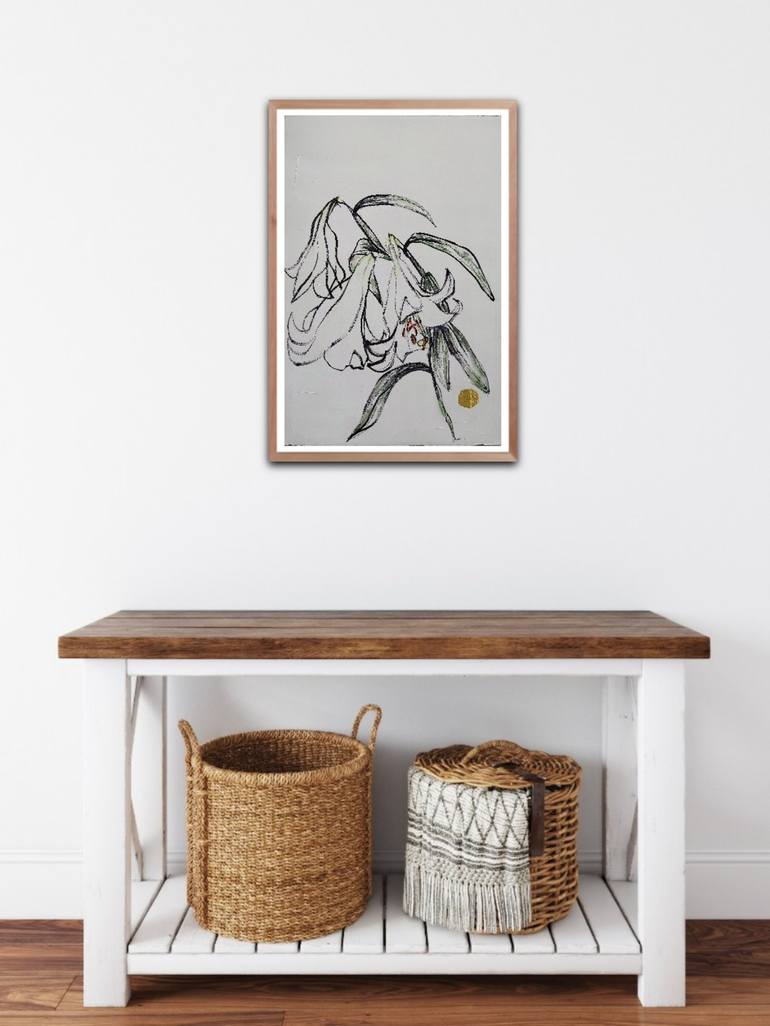 Original Floral Drawing by Saja Davidsdottir