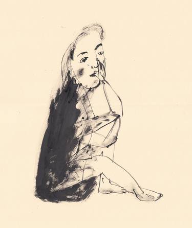 Original Expressionism Women Drawings by Majid Bita
