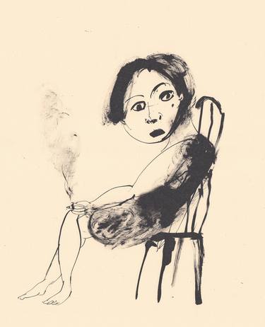 Original Fine Art Women Drawings by Majid Bita