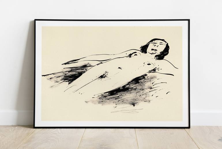 Original Black & White Nude Drawing by Majid Bita